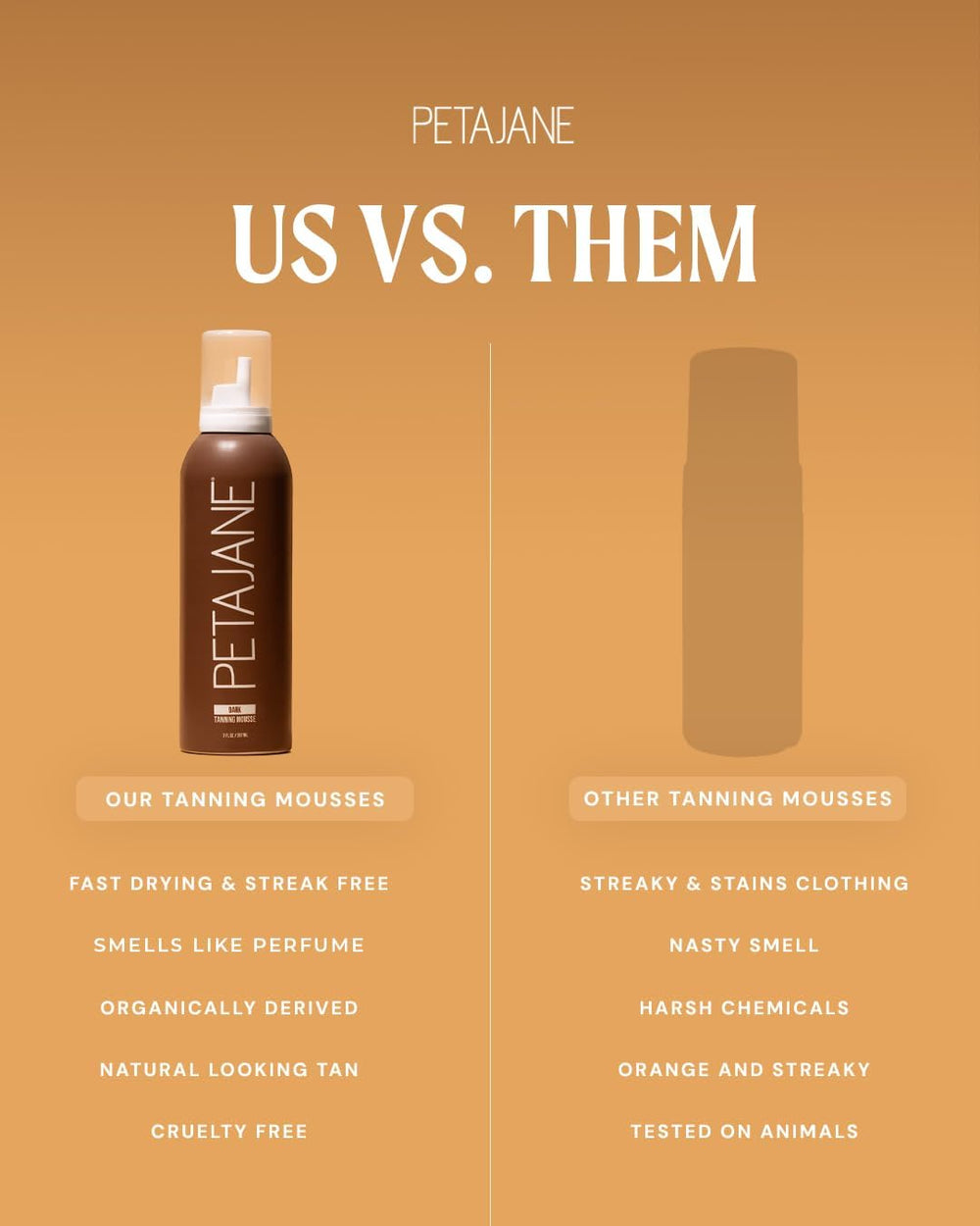 Peta Jane Dark Tanning Mousse cruelty-free badge—animal-friendly tanning.