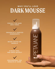 Peta Jane Dark Tanning Mousse foam closeup—creamy texture for even coverage.