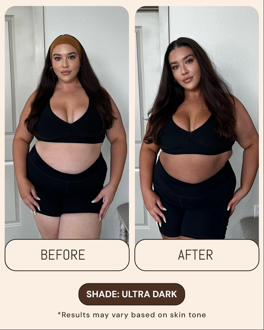 Sunless tan result with long-lasting, even shade from Peta Jane mousse
