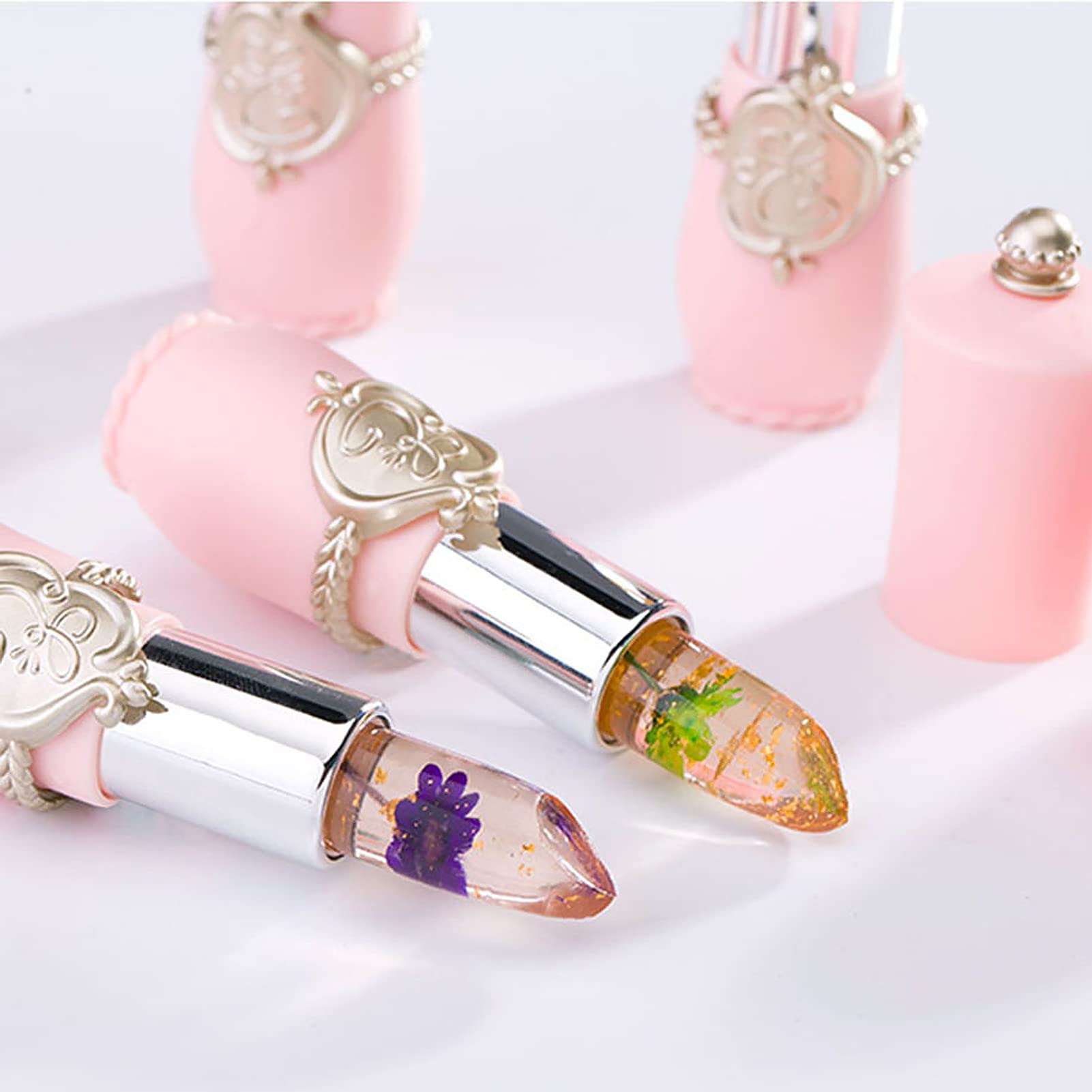 Petansy dried flower detail in lipstick provides premium visual.