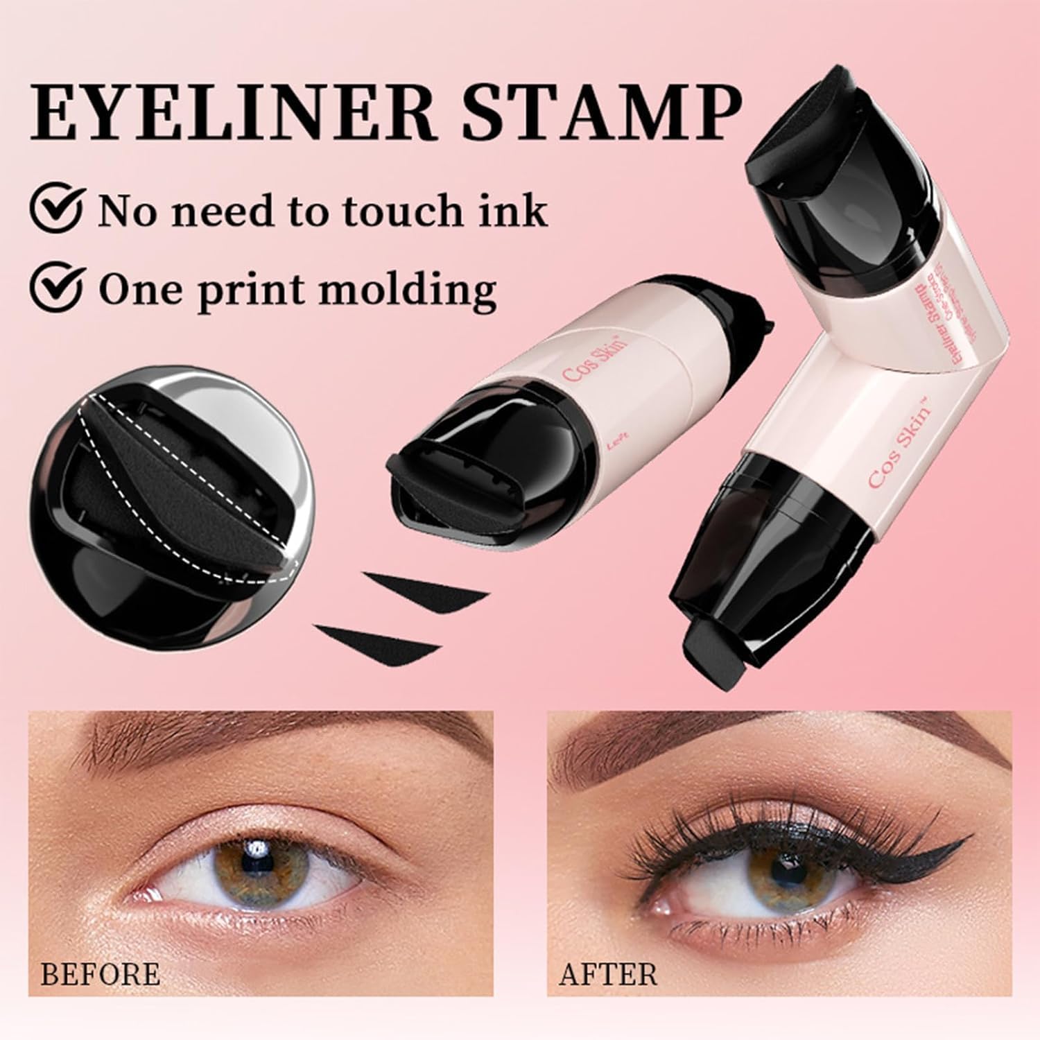 Petansy dual-ended eyeliner stamp demonstrates precision and symmetry.