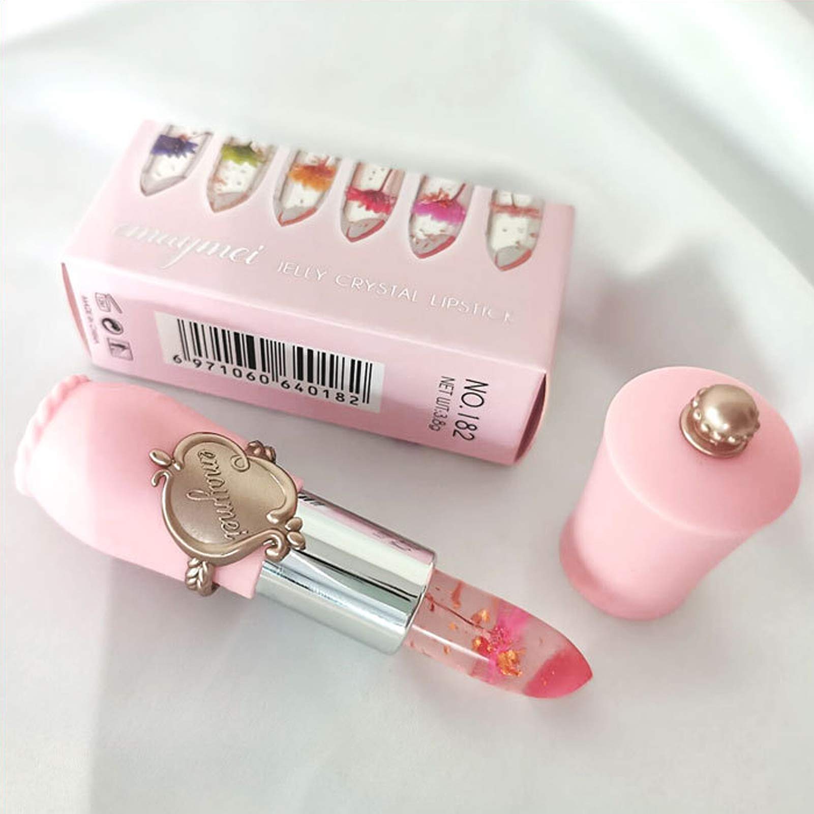Petansy jelly lip gloss texture with shimmering finish.