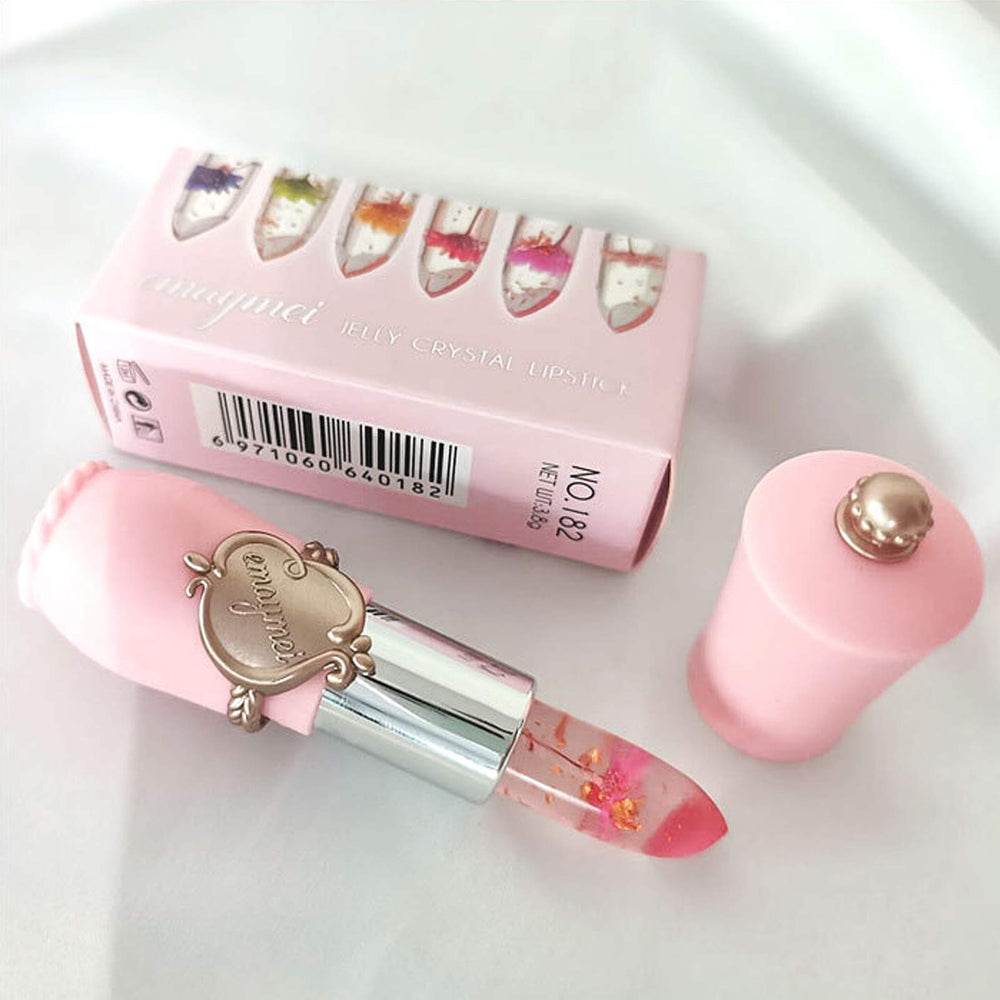 Petansy jelly lip gloss texture with shimmering finish.