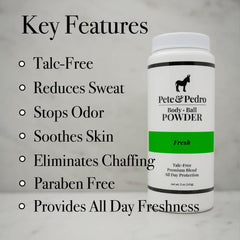 Pete & Pedro Body & Ball Powder Fresh applied on skin for all-day comfort and sweat absorption