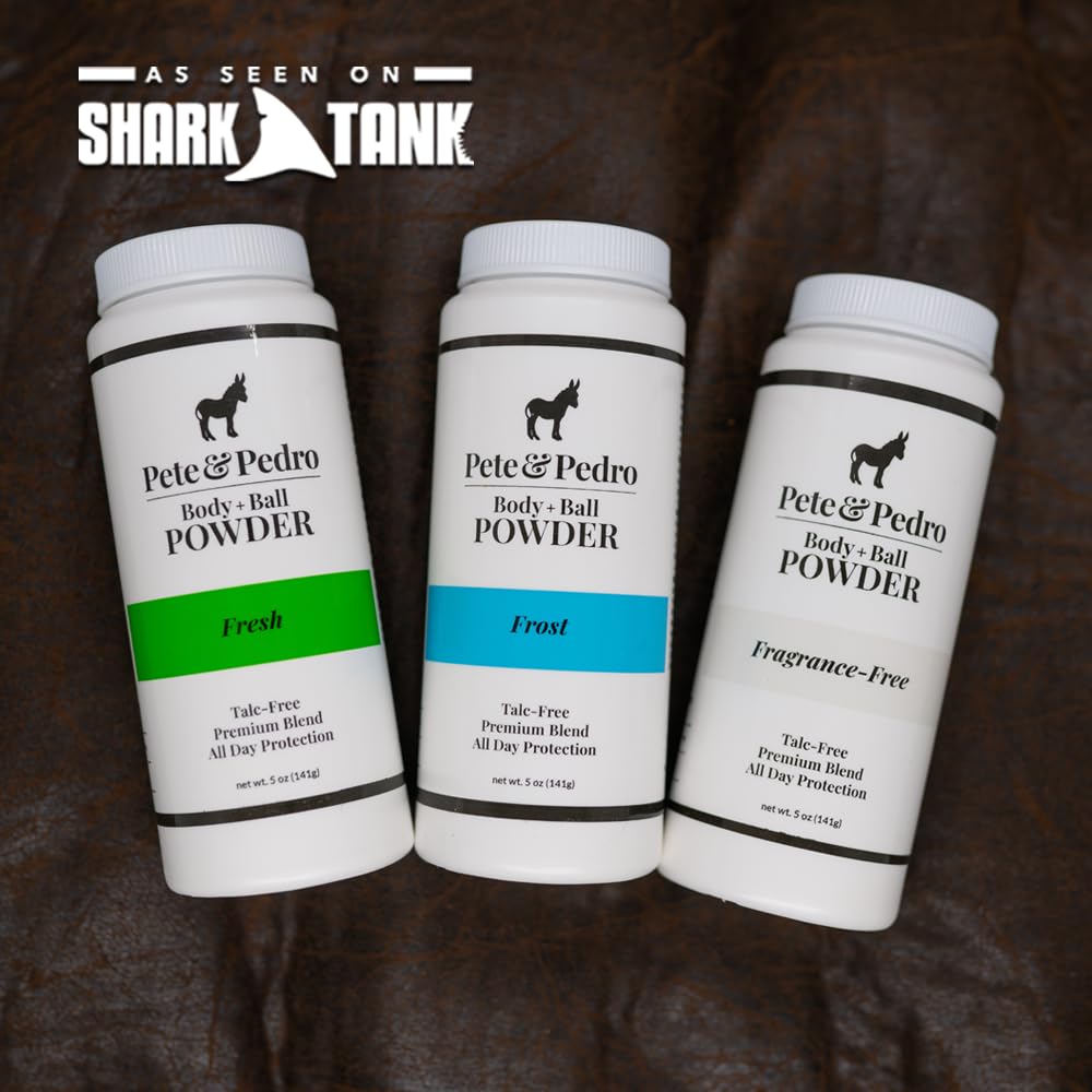 Pete & Pedro Body & Ball Powder Frost applied to skin for cooling and moisture control