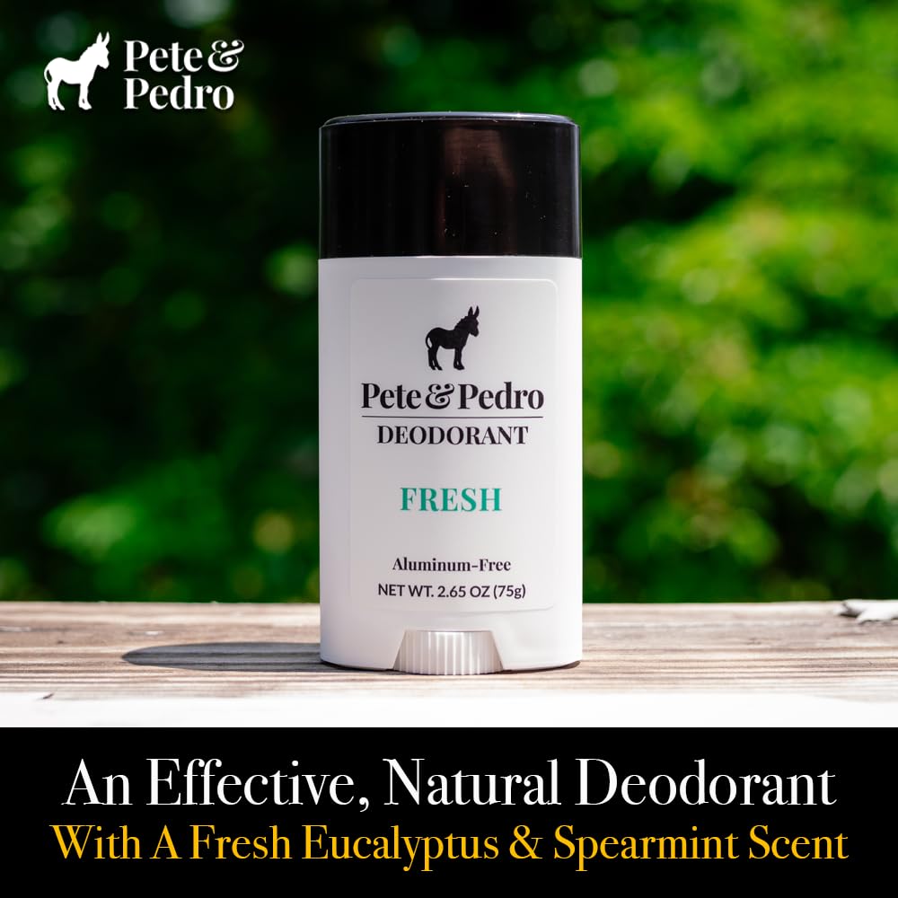  Pete & Pedro FRESH packaging front highlights vegan, paraben-free formula for sensitive skin.