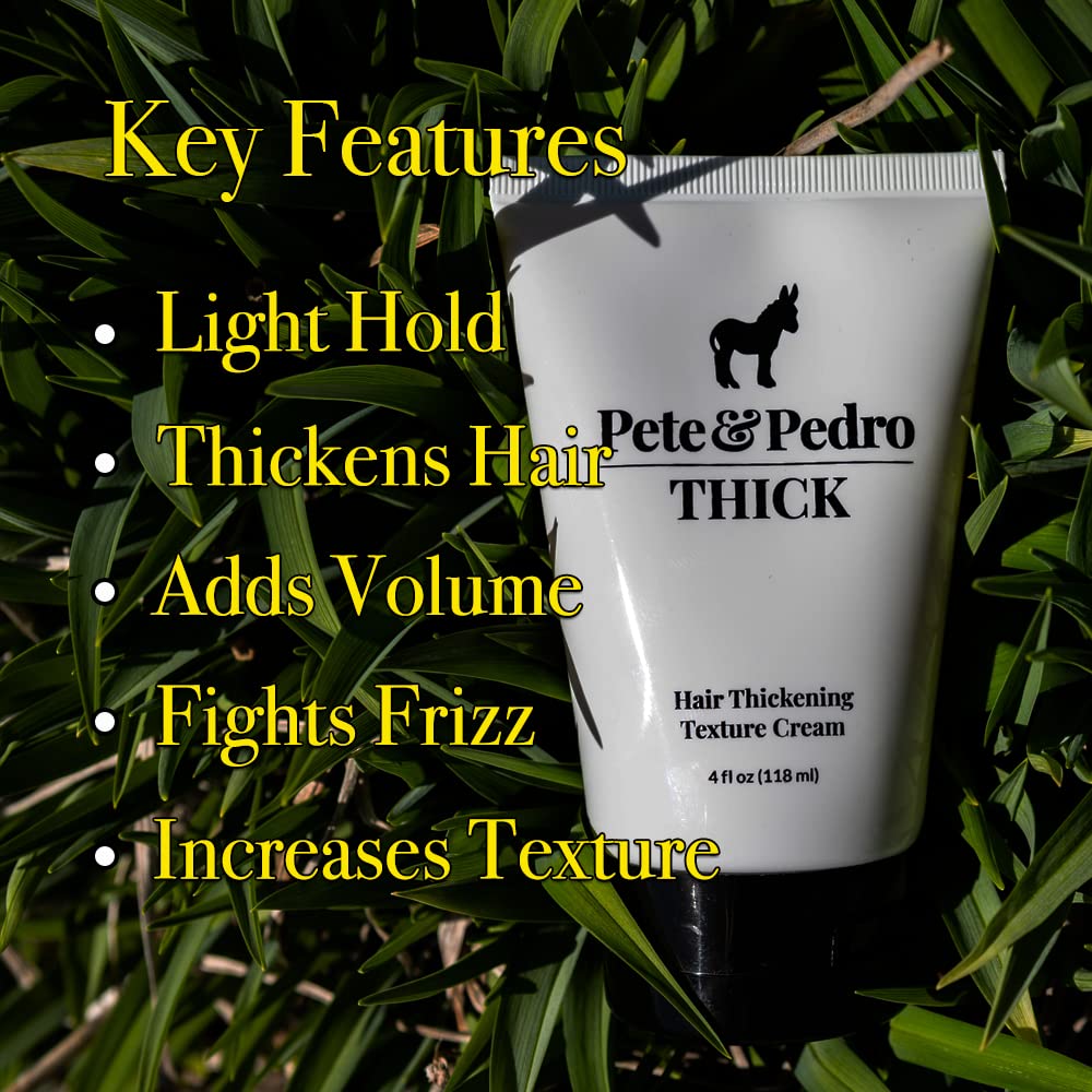Pete & Pedro Thick Hair Cream packaging highlights premium, clean formula for everyday use.