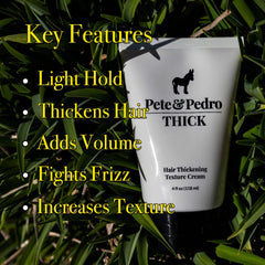 Pete & Pedro Thick Hair Cream packaging highlights premium, clean formula for everyday use.