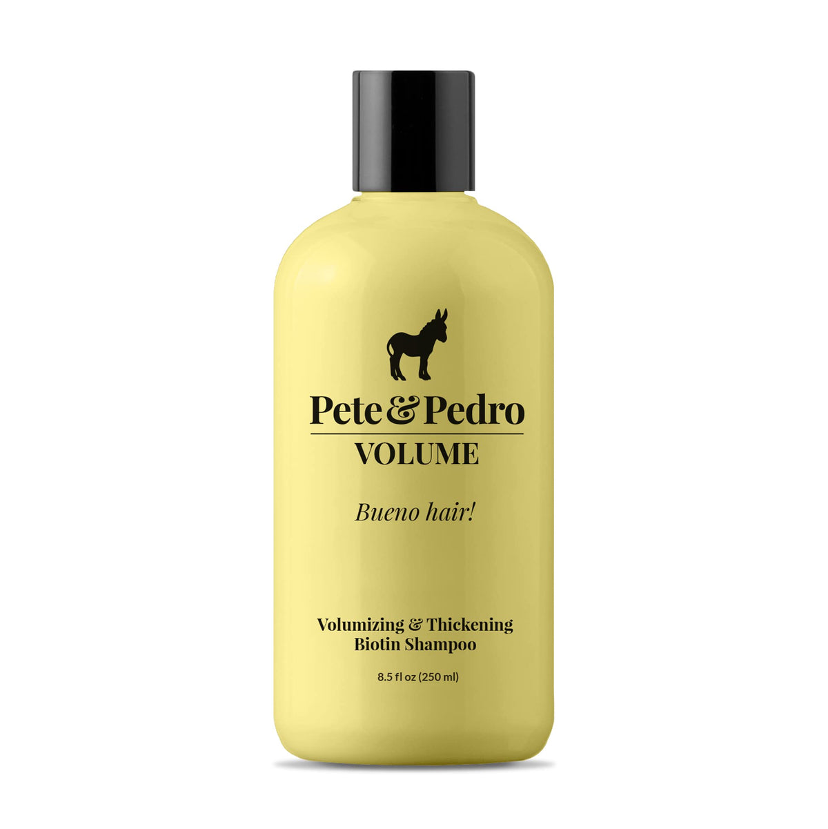 Pete & Pedro Volume Shampoo bottle front shows lightweight cleanse for added fullness