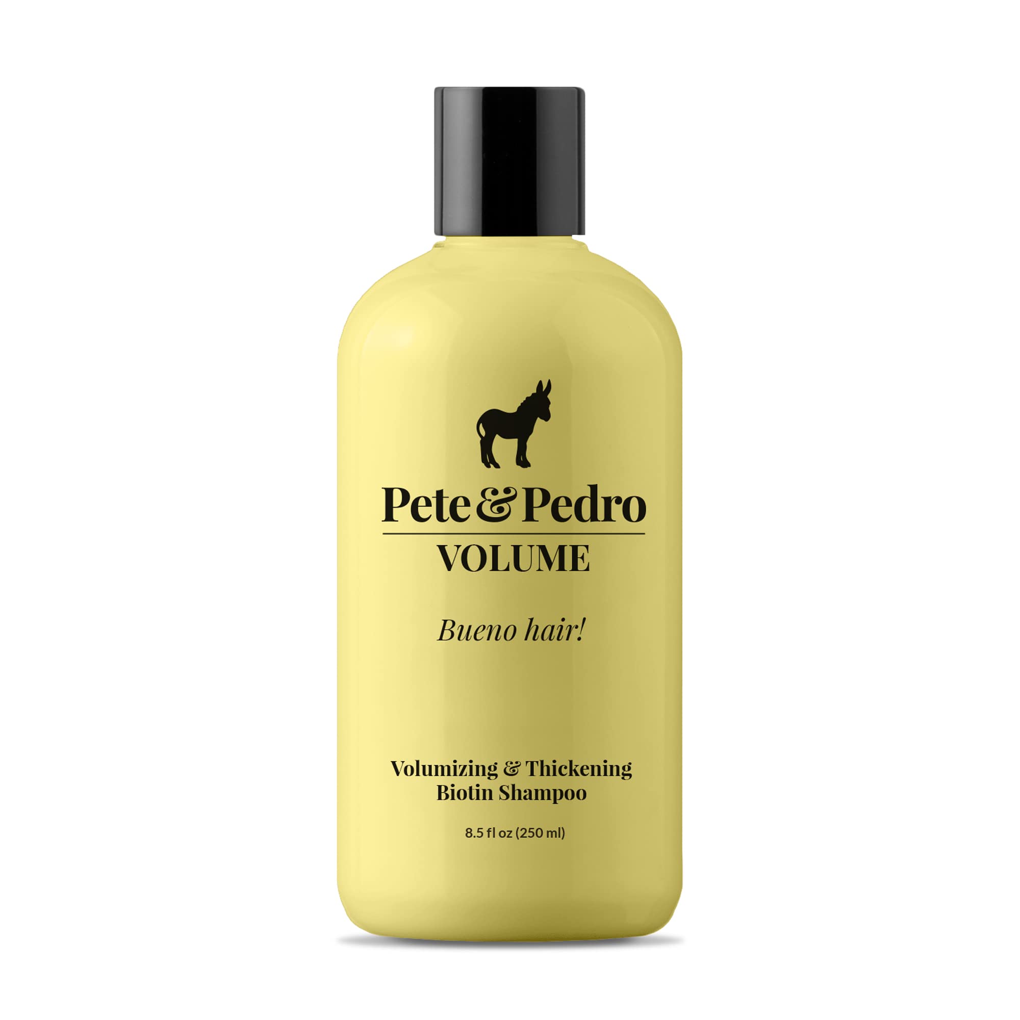 Pete & Pedro Volume Shampoo bottle front shows lightweight cleanse for added fullness
