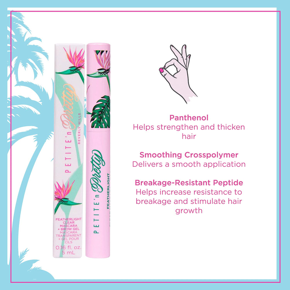 Petite 'N Pretty Clear mascara on lashes demonstrating easy, tension-free daily application.