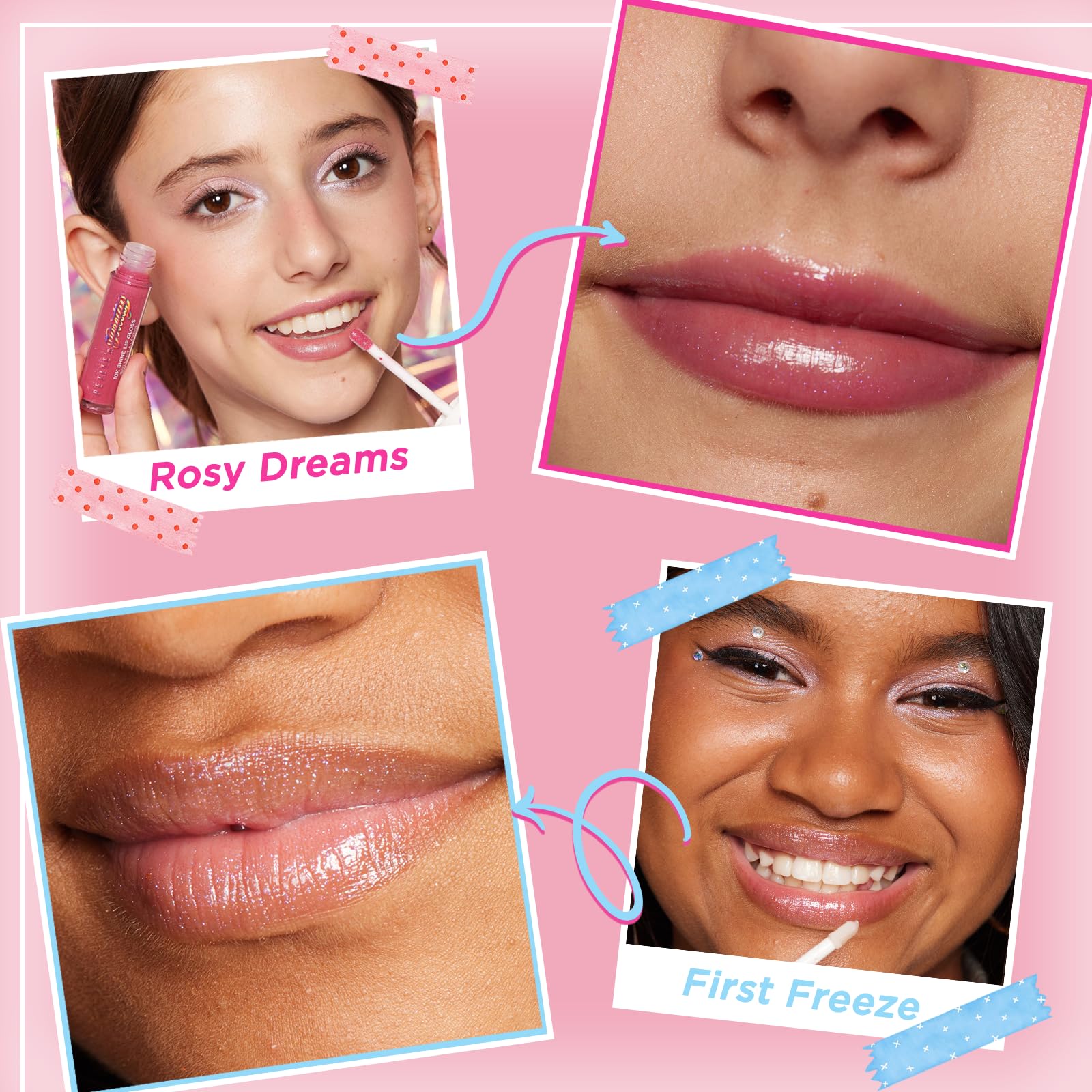 Petite 'N Pretty So Dreamy cotton candy flavor close-up for a fun lip gloss moment.
