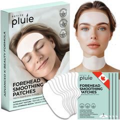 petite-pluie advanced forehead patch on forehead provides overnight wrinkle care and hydration.