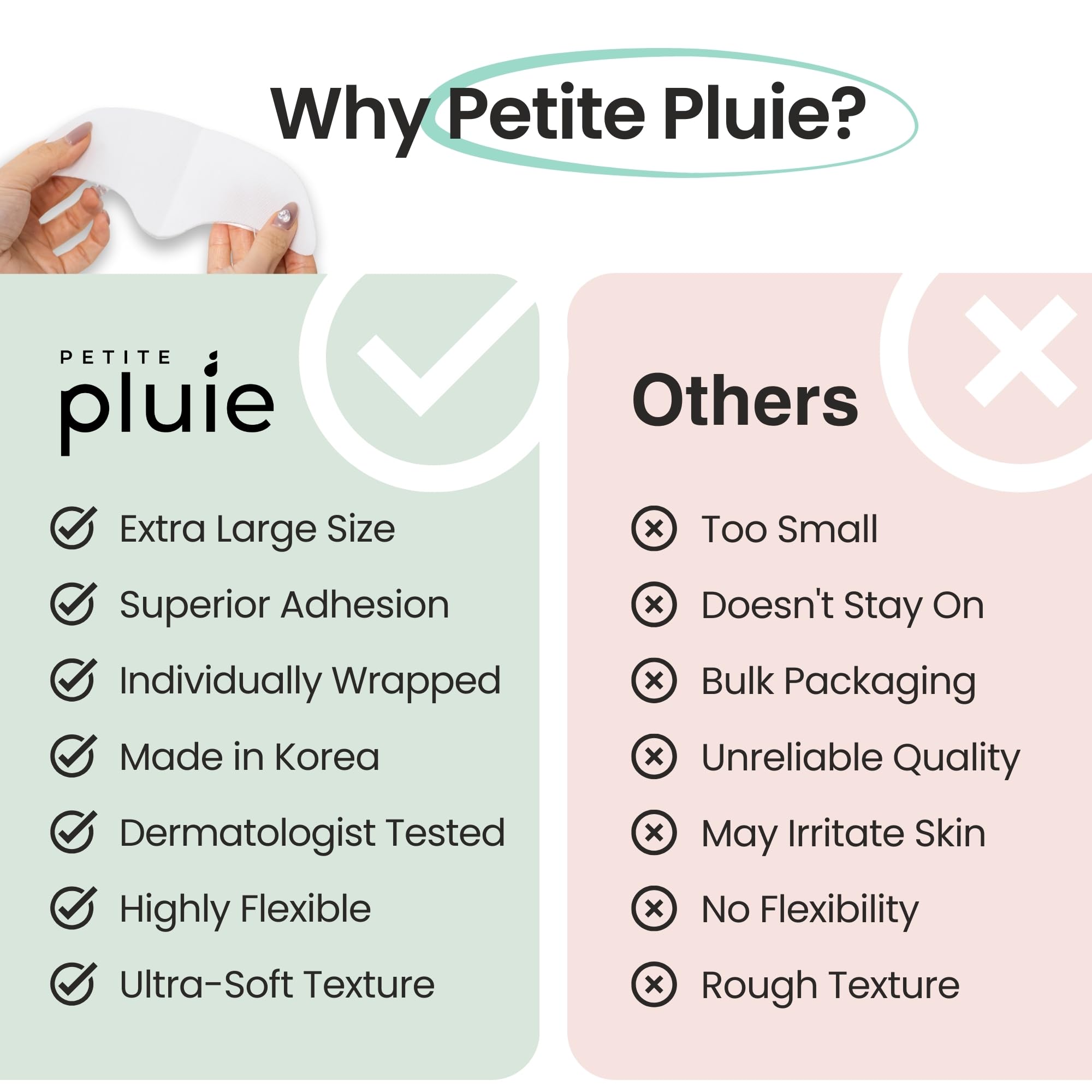 petite-pluie forehead patches covering 11 lines for comprehensive wrinkle coverage.