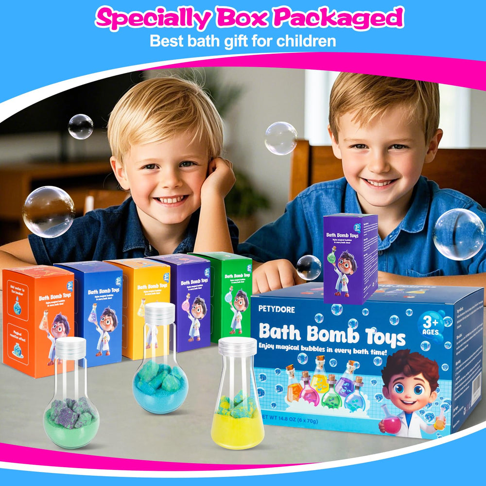 Petydore bath time color foam display sparks sensory play.
