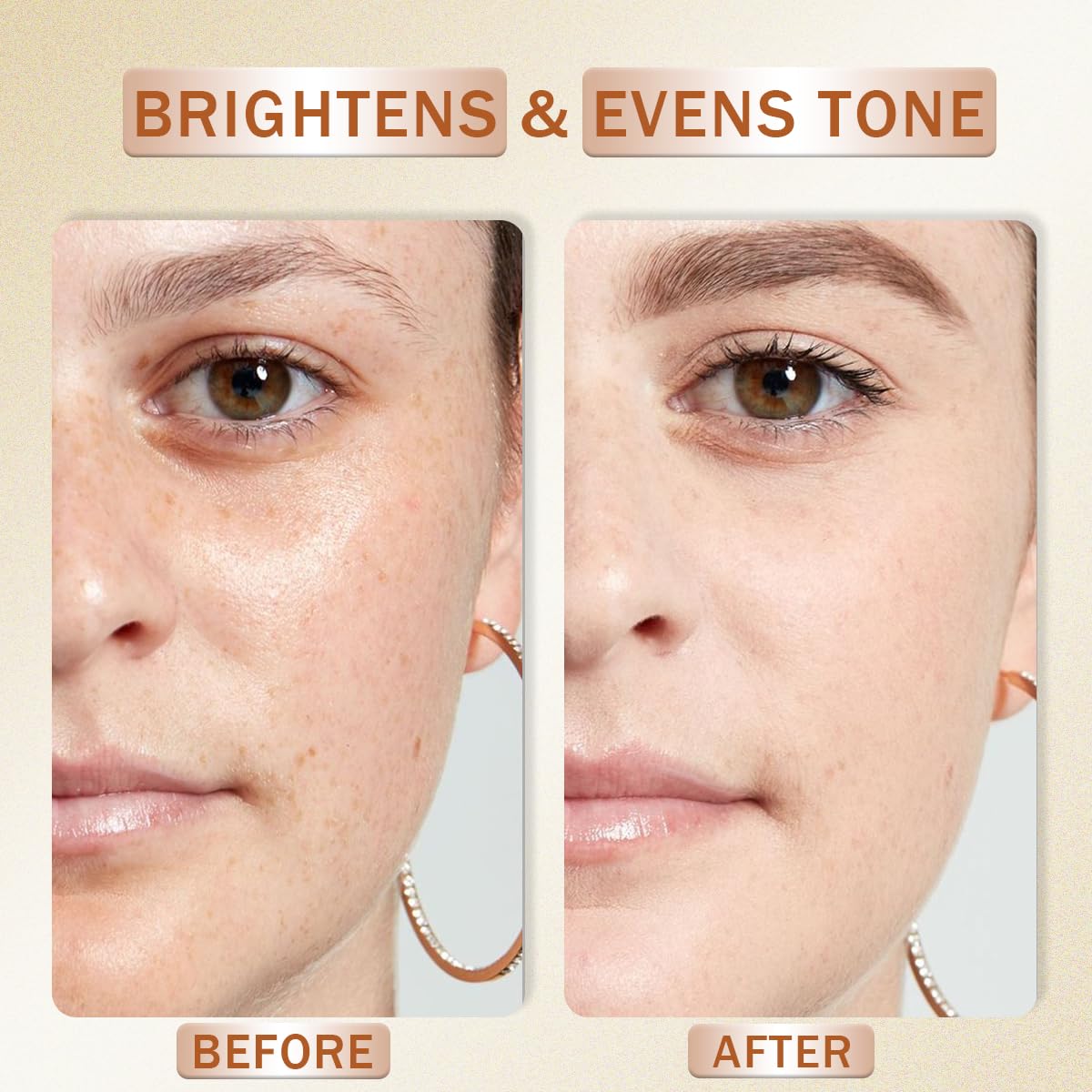 Peunitory Vitamin C Serum brightening glow image illustrates even-toned radiance.