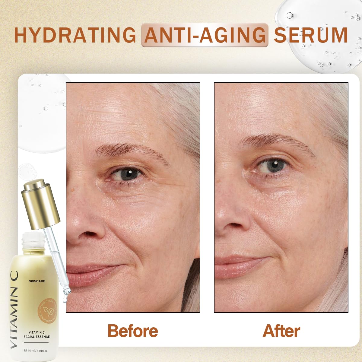 Peunitory Vitamin C Serum texture detail highlights lightweight, satin-smooth skin.