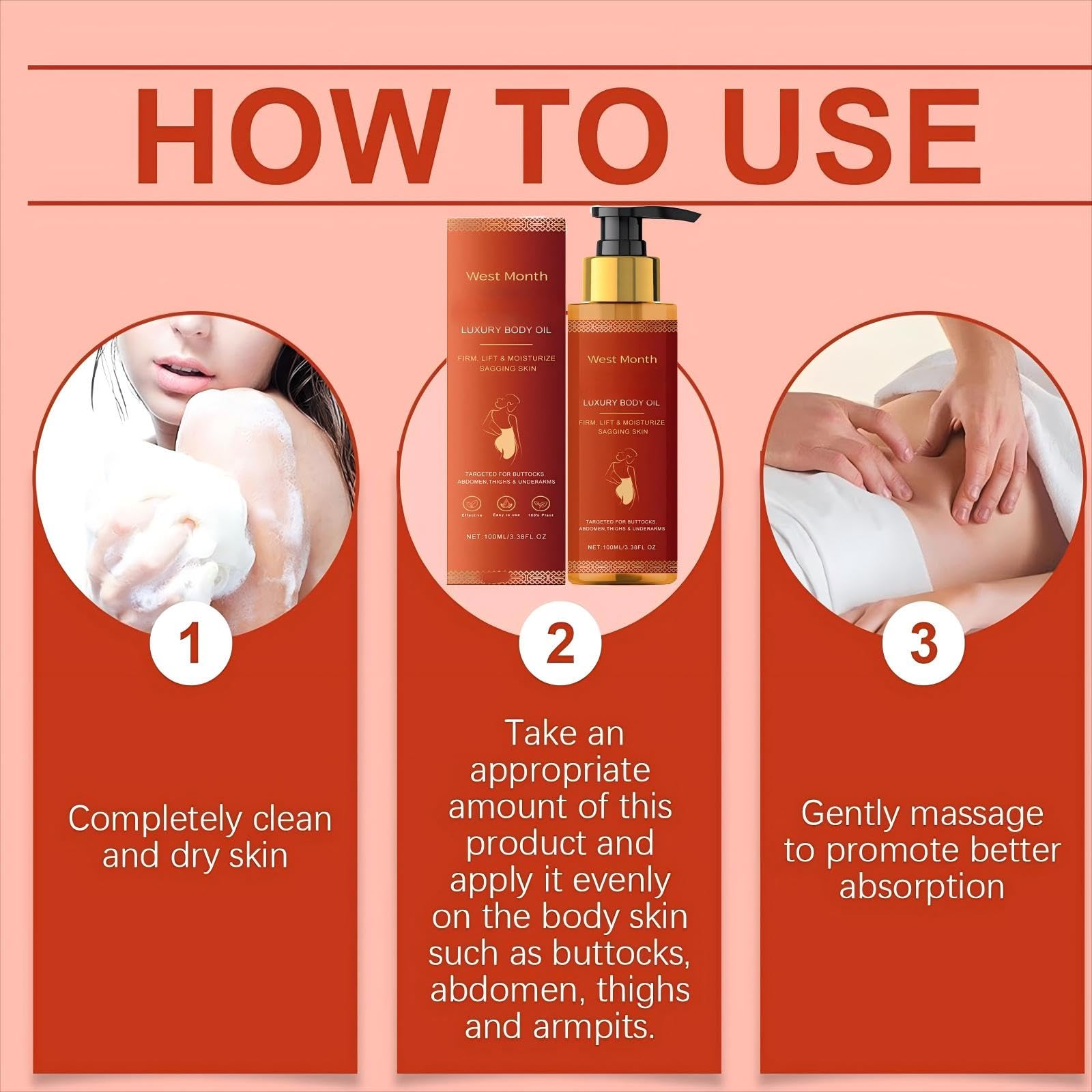Pewatul Body Firming Oil drops applied to skin for targeted smoothing