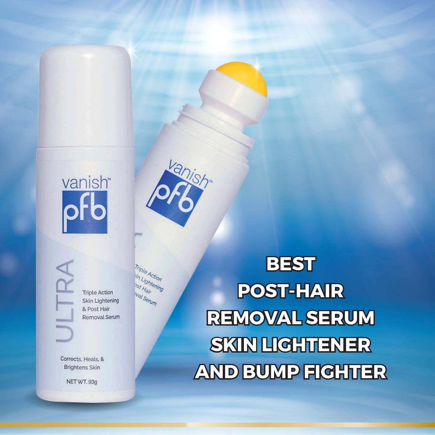 PFB Vanish Ultra ingrown hair bump stopper applied to skin.