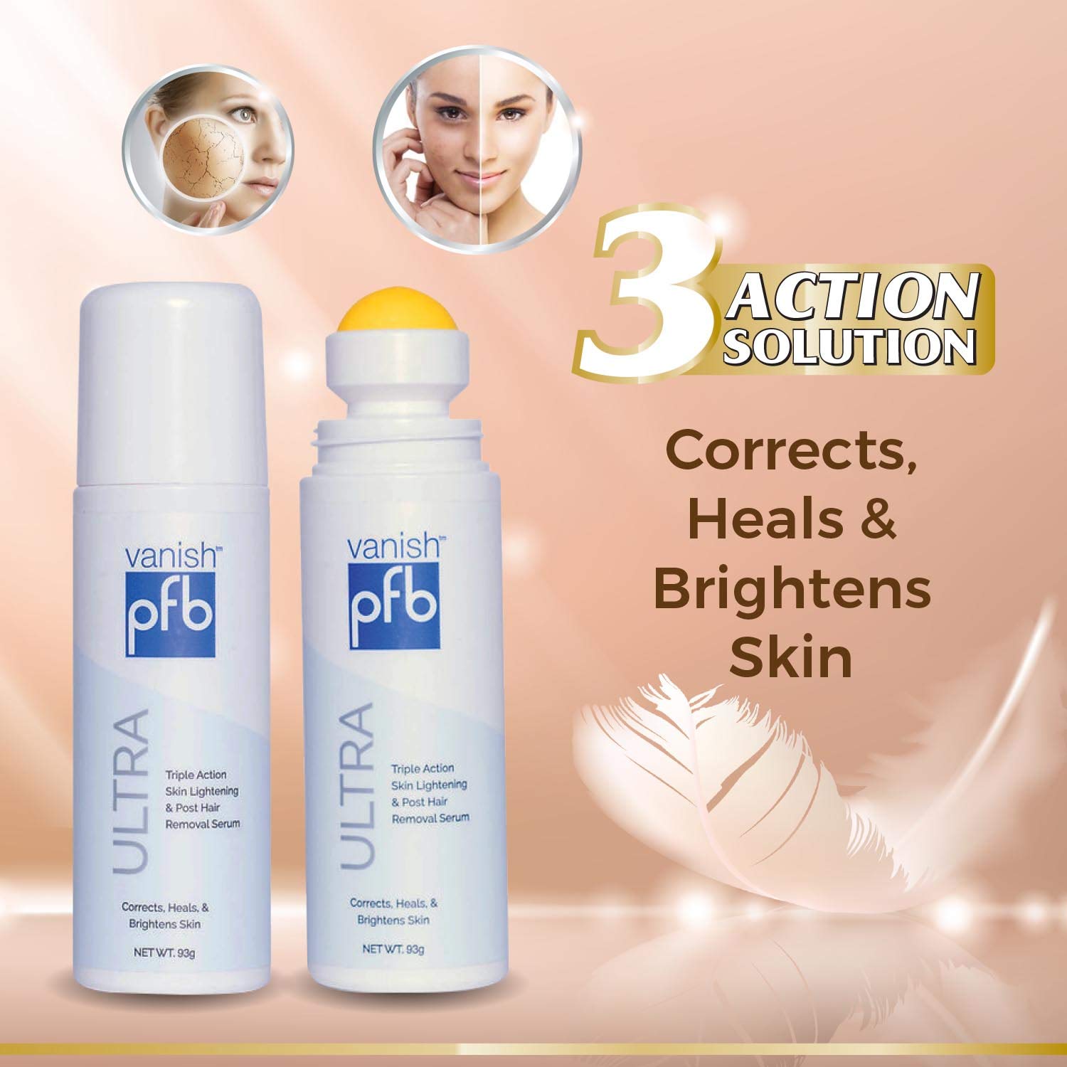 PFB Vanish Ultra Shiitake ingredient label highlighting natural, gentle brightening.