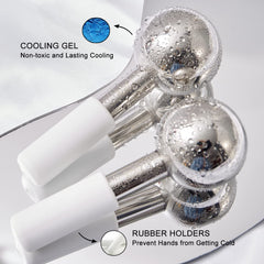 Pfefe cryo roller globes glide smoothly during facial massages for comfort.