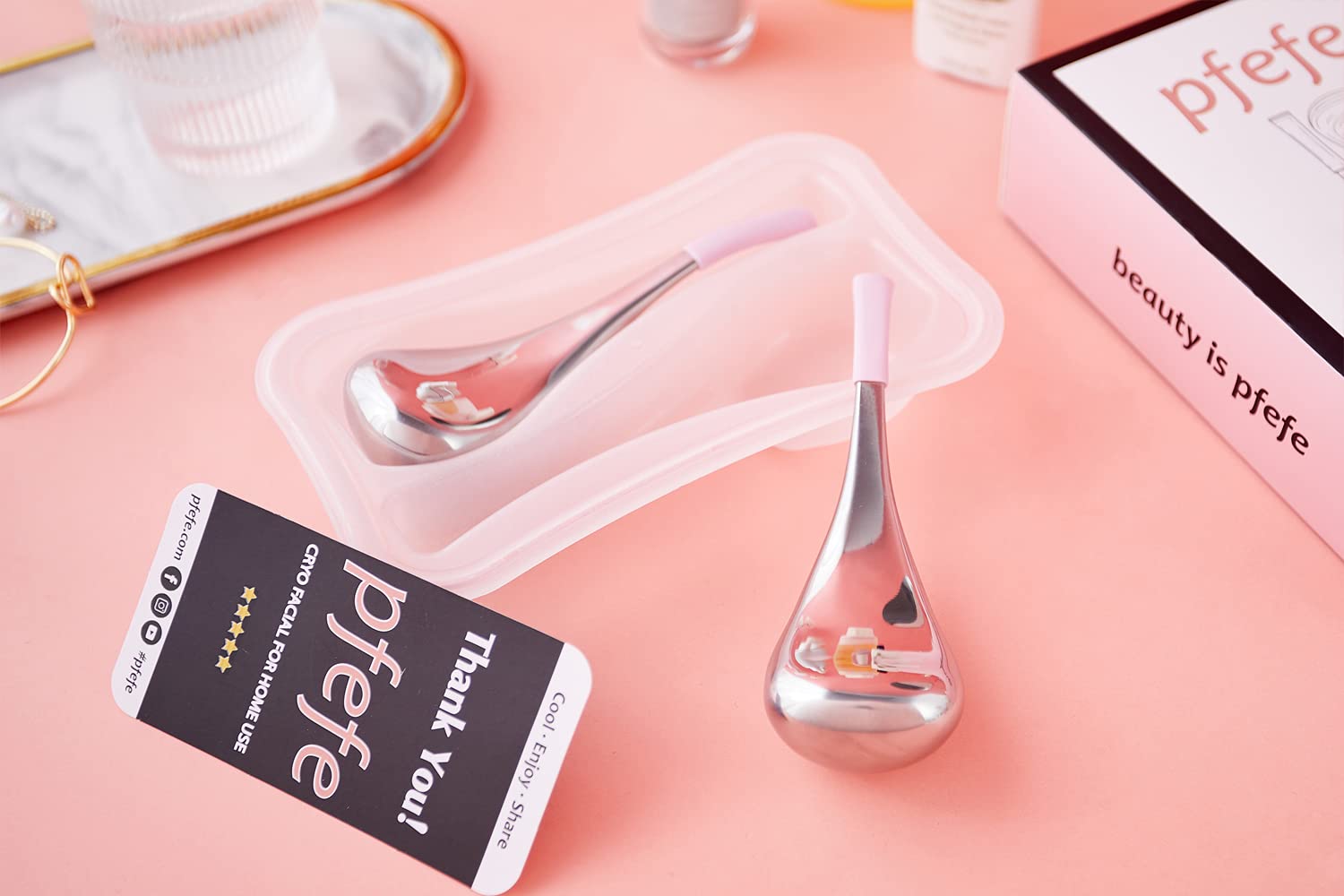 pfefe Cryo Sticks come with a storage case for tidy, portable skincare sets.