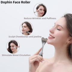 pfefe dolphin face roller with rotating balls delivers soothing facial massage.