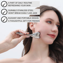 pfefe gua sha tool hugs facial curves for enhanced contouring.