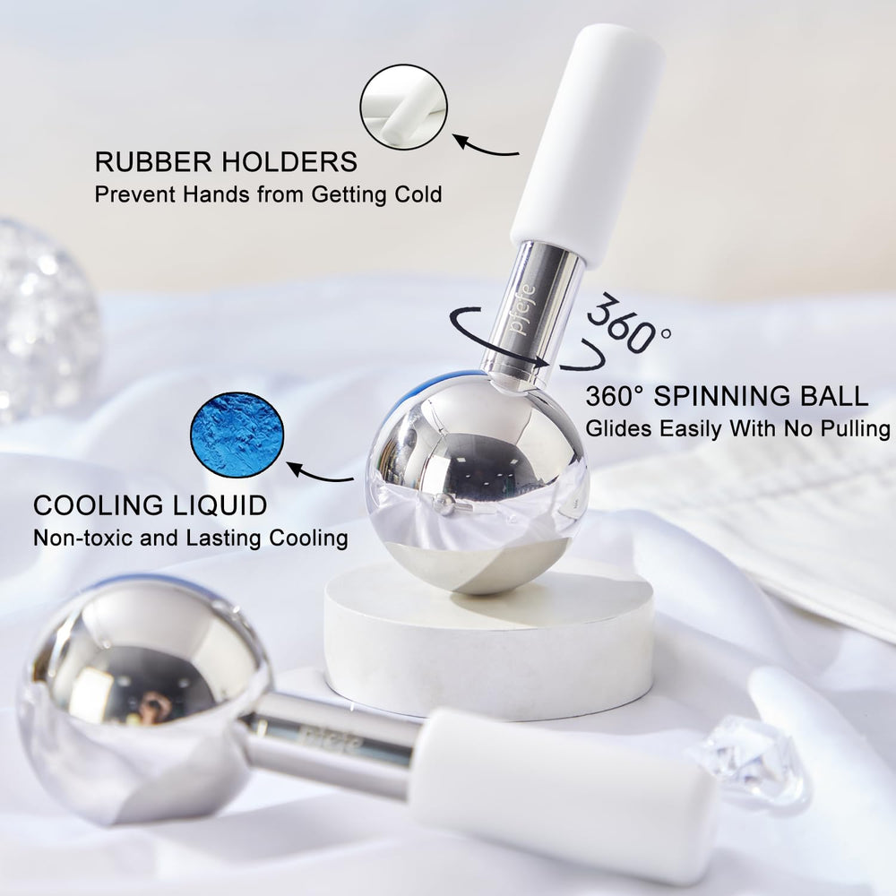 Pfefe ice globes demonstrate 360-degree rotation for smooth facial massage
