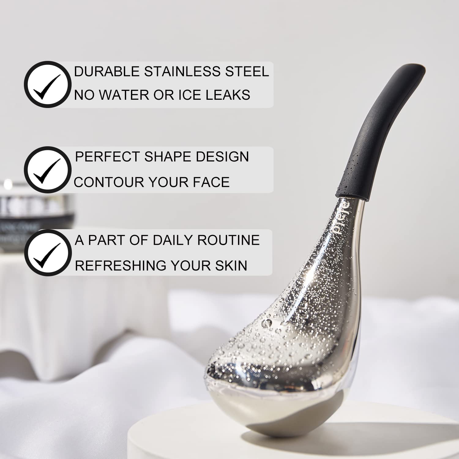 pfefe Ice Globes cooling massage on skin for refreshing feel