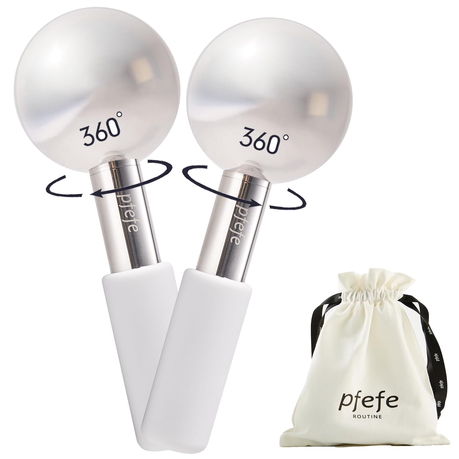 Pfefe ice globes face closeup showcase cooling relief for refreshed skin