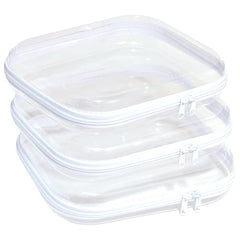 PGAXM clear hard plastic zipper case large front view showing sturdy travel organization