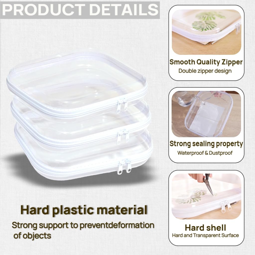 PGAXM clear hard plastic zipper case small open top for quick access
