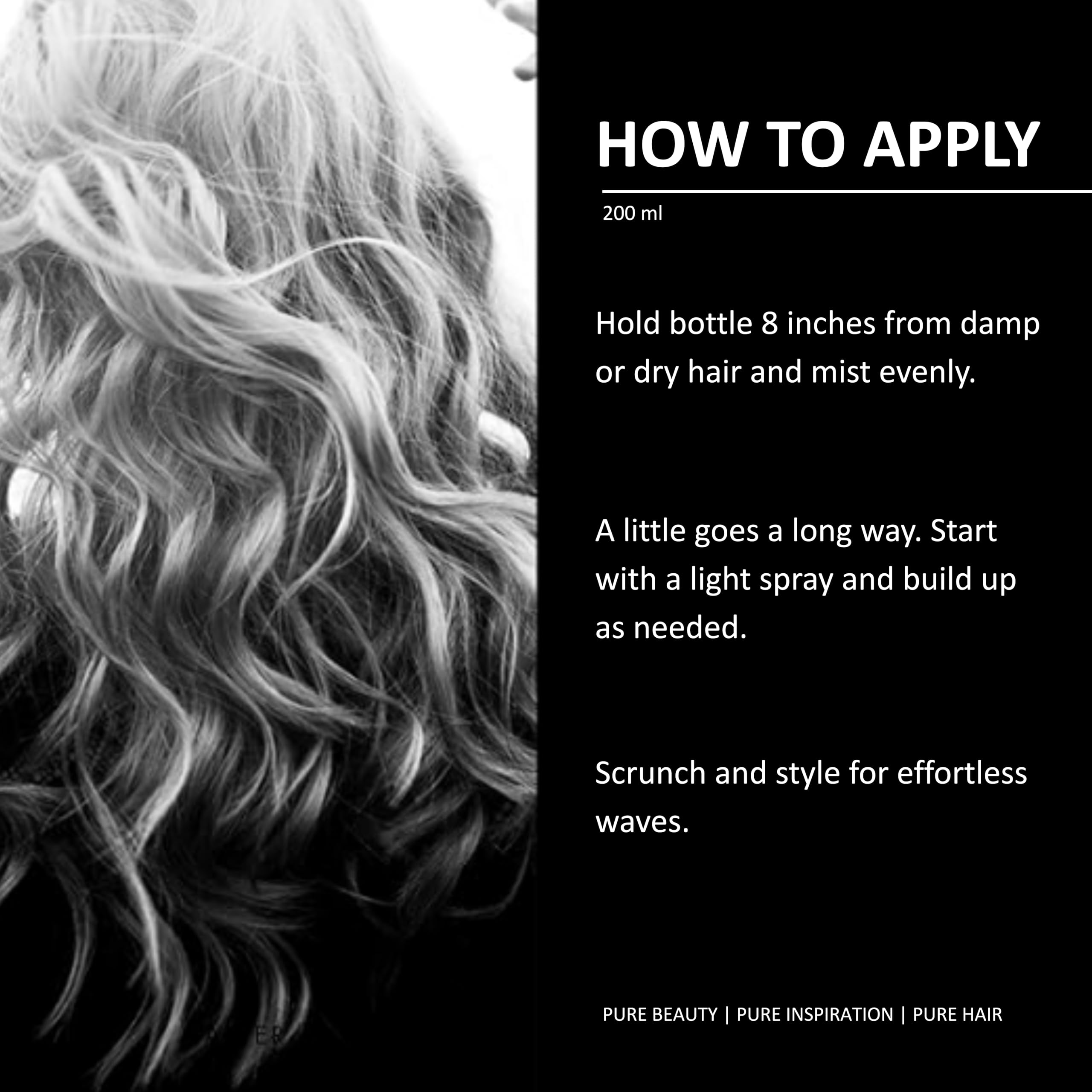 pH PURE HAIR Sea Salt Spray on damp hair fosters quick wave formation.