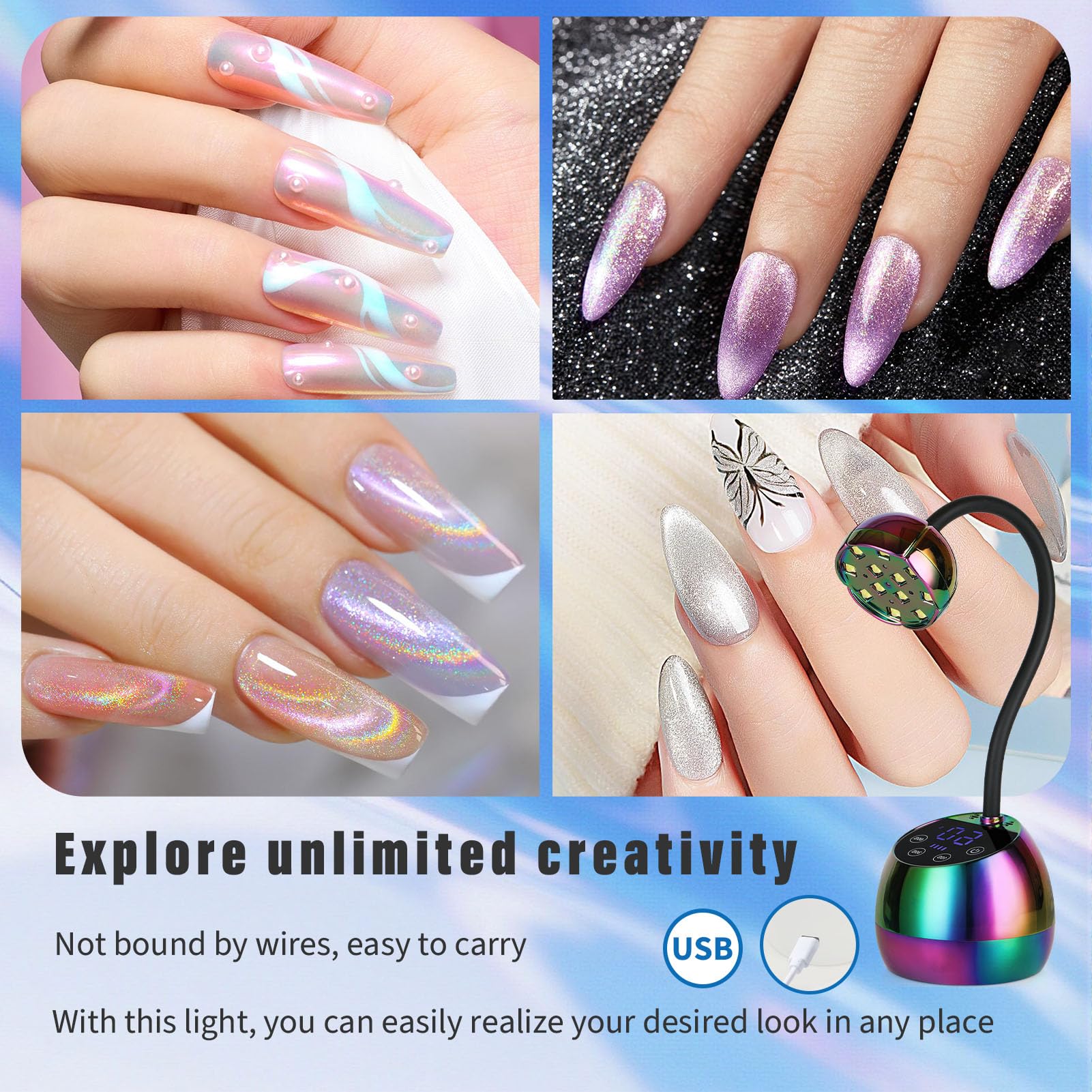 PHAIN U V LED nail lamp 36W with 12 LED beads for fast curing.