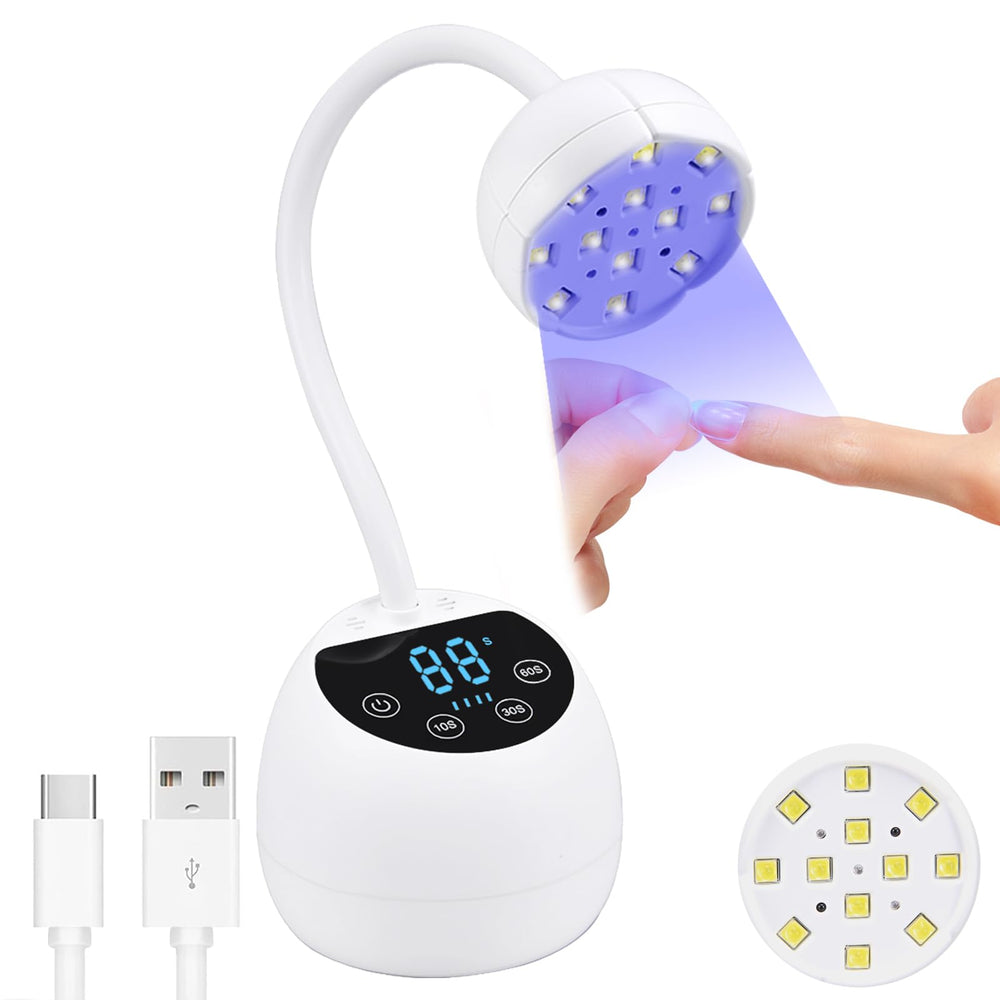 PHAIN mini uv-led nail lamp shows 3 timers display for precise gel curing.