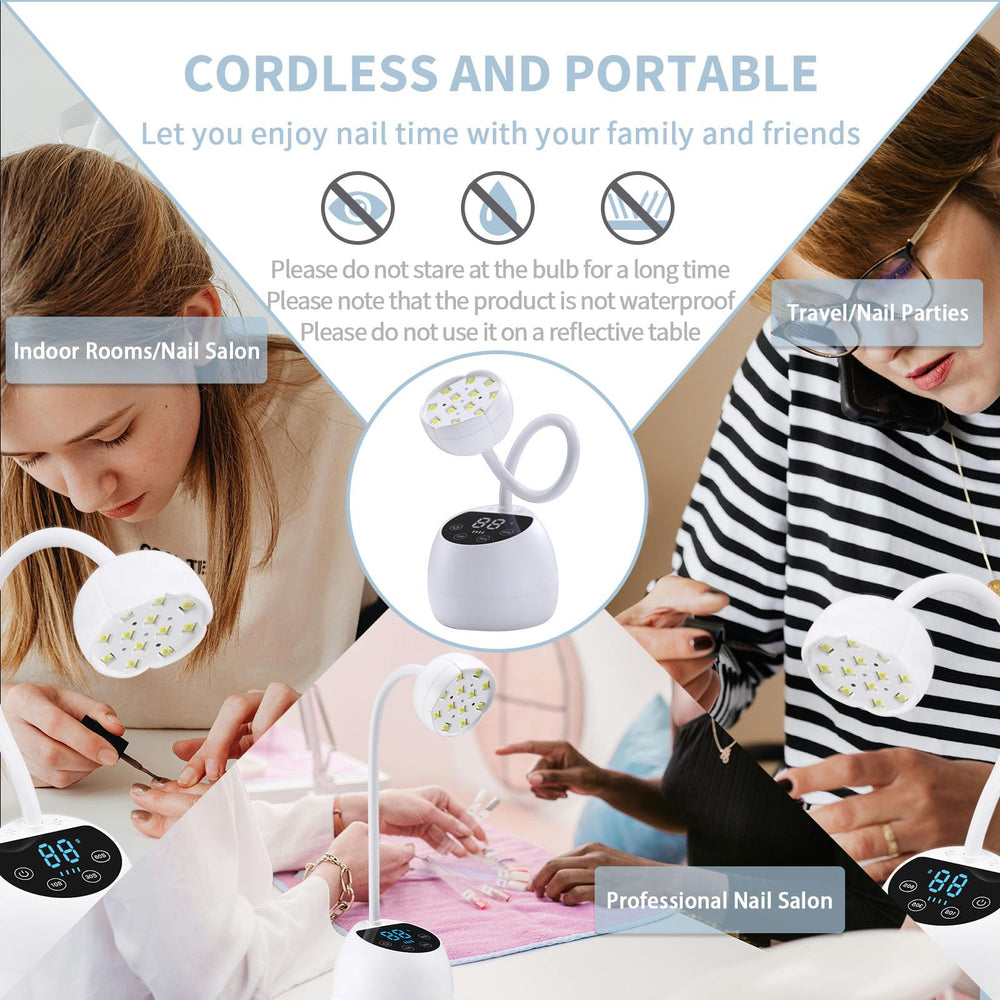 PHAIN pearl-white nail lamp angled light for focused curing on nails.