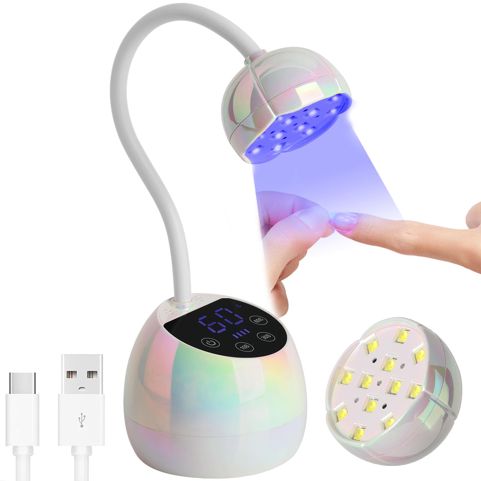 Phain U V LED nail lamp with gooseneck for precise nail curing
