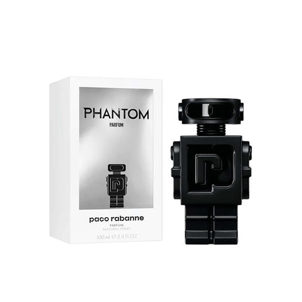 Phantom by Paco Rabanne robot bottle detail for confident first impression.
