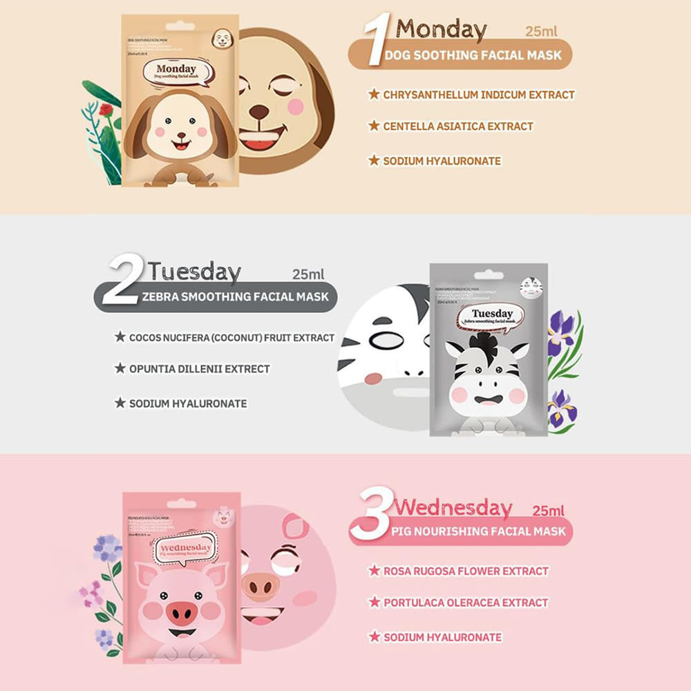 Phanund 7pack deer-pattern kids mask helps renew skin with comforting moisture