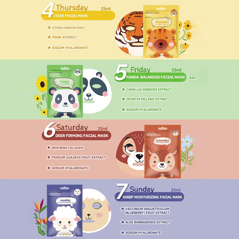Phanund 7pack sheep-pattern kids mask provides soothing hydration for delicate skin