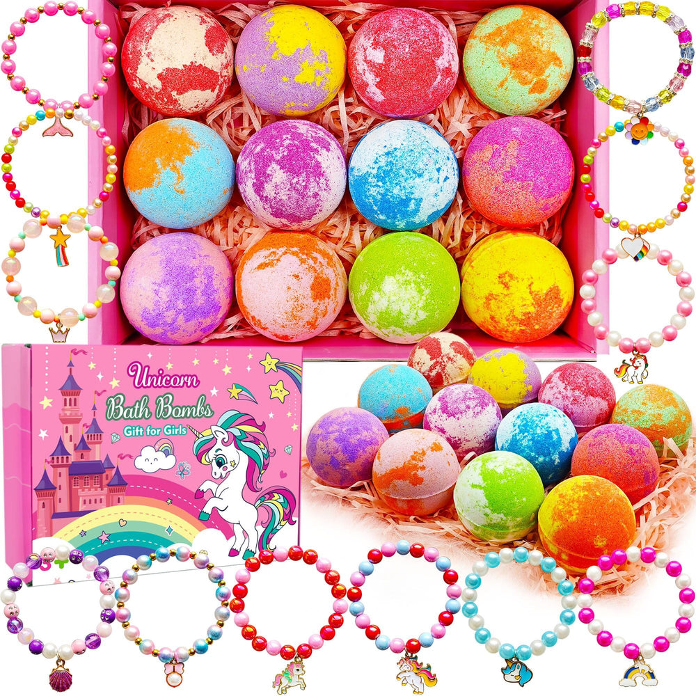 Phaorui Unicorn Bath Bombs packaging box offers gift-ready presentation for kids.