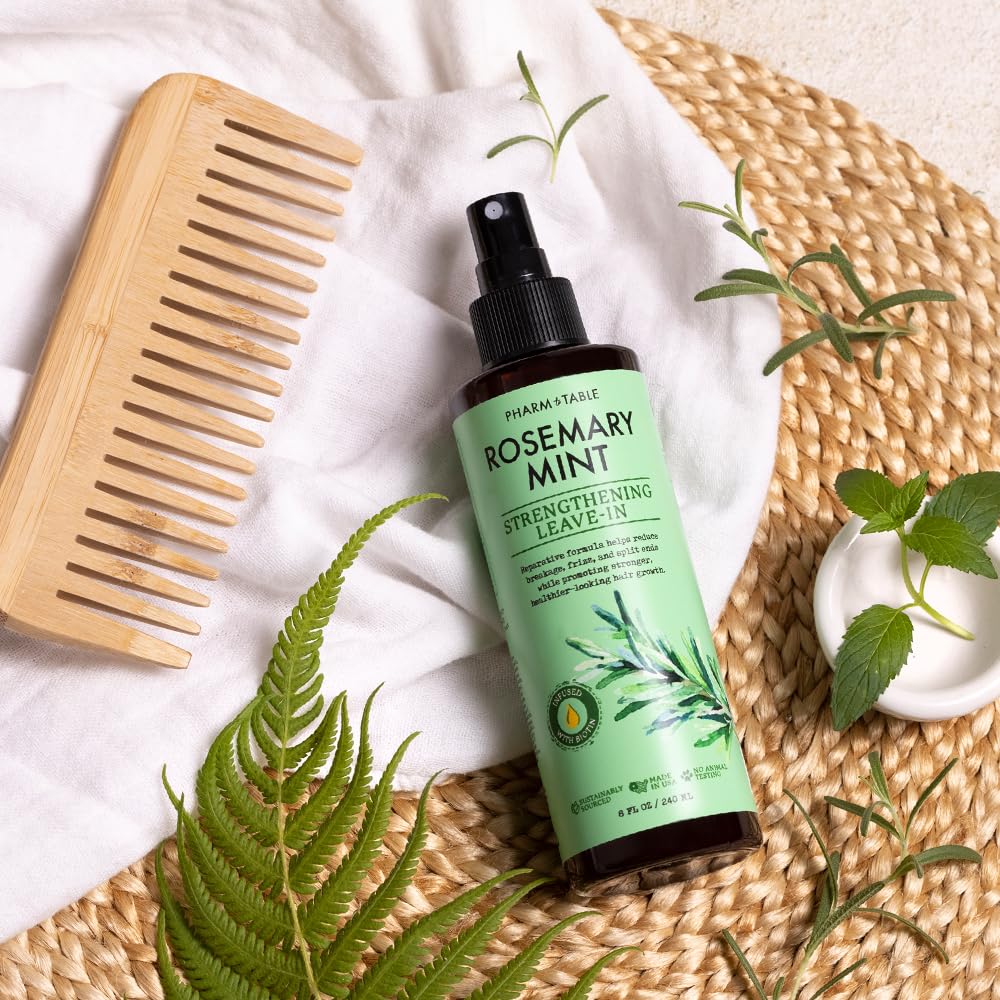 PHARM TO TABLE Rosemary Mint scalp-application close-up highlighting tea tree oil for scalp health