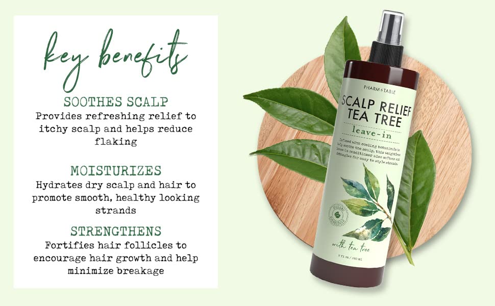 PHARM TO TABLE leave-in conditioner tea-tree hair detangling action