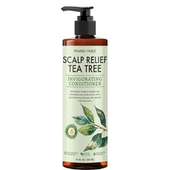 PHARM TO TABLE Tea Tree Conditioner bottle pour demonstrates detangling and hydration.