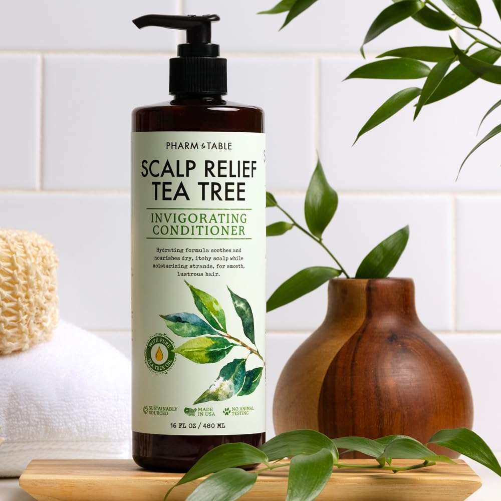 PHARM TO TABLE Tea Tree Conditioner damp-hair application ready to detangle.