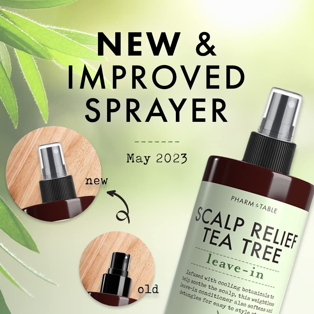 PHARM TO TABLE tea-tree-scalp-treatment pump-application demonstrates quick-absorb leave-in care