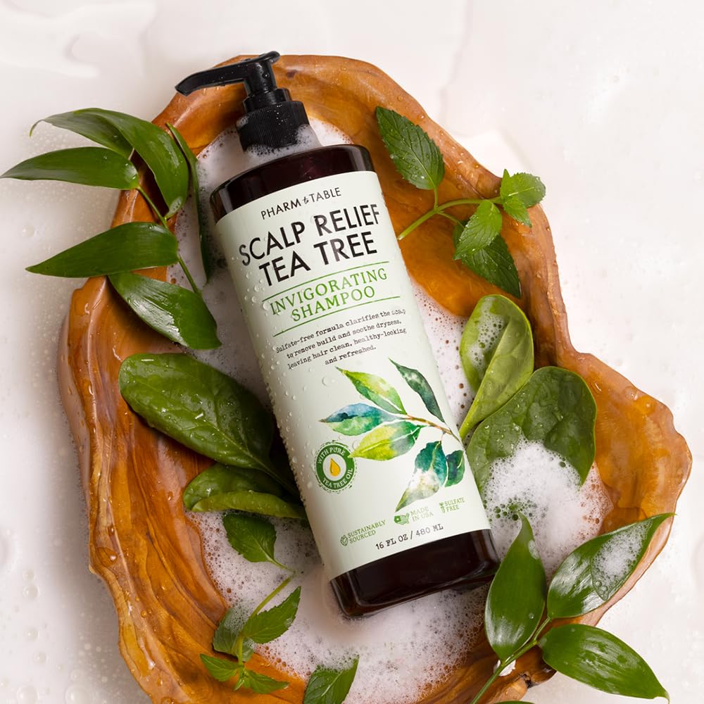 PHARM TO TABLE Tea Tree Shampoo mint aroma invites refreshing sensory experience.