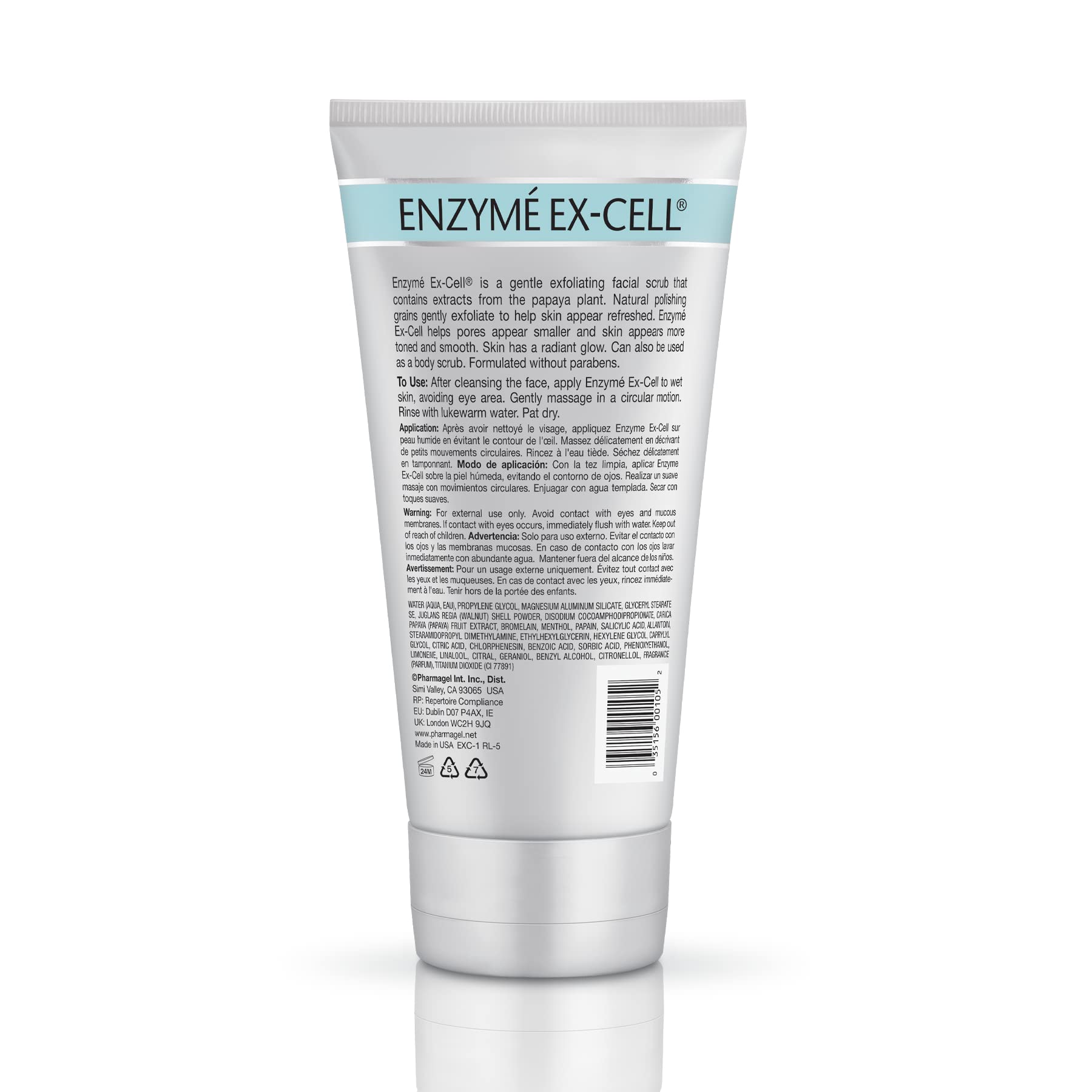 Pharmagel Enzyme Ex-Cell scrub texture close-up demonstrates gentle exfoliation suitable for sensitive skin