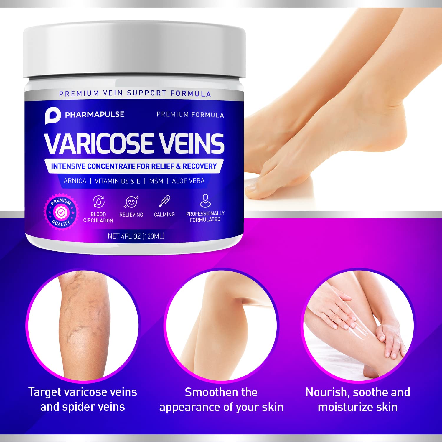 Pharmapulse collagen-infused hydration on leg skin for soft, supple texture